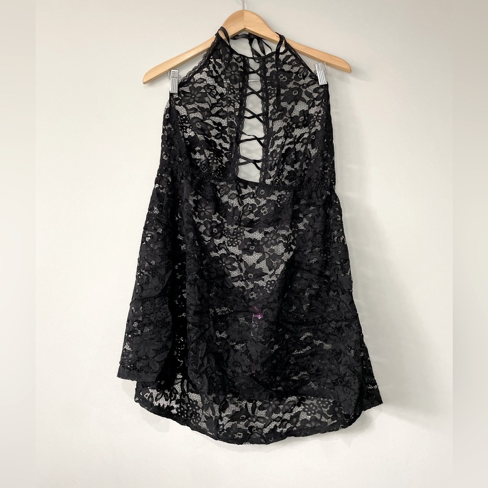 Adore Me NWT Loraina plus lace floral babydoll halter lingerie